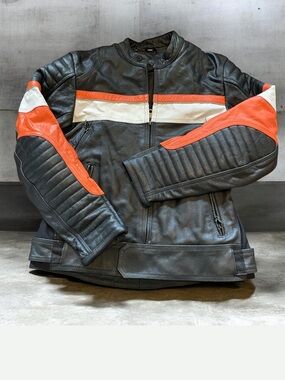 Motorcycle Unisex Motocross Leather Jacket with Armor Plates